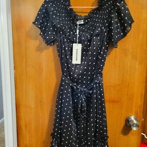 XL off shoulder midi dress polka dot
